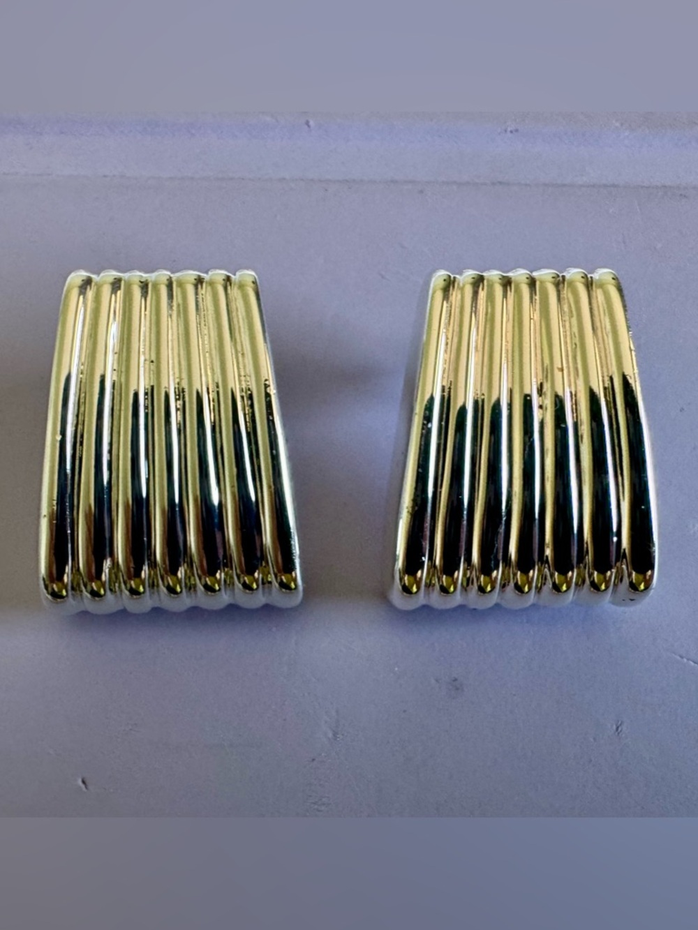 Gold Ribbed Dome Clip-On Earrings - Women's Jewelry